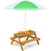 Kids Picnic Table 4 in 1 Cedar Wooden Sand & Water Table w/ 2 Removable Box & Umbrella Kids Picnic Tables for Outdoors Backyard Garden Toddler Patio Furniture Set for Boys Girls(Natural)