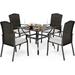 VALLEY Patio Dining Set 5 PCS Outdoor Dining Sets Wicker Patio Chairs with Cushion 37\u201Dx37\u201Dx28\u201DSquare Table with 1.57 Umbrella Hole for Outdoor Kitchen Lawn Garden.