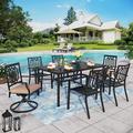 & William Patio Dining Set for 6 Outdoor Furniture Set 7 Pieces 4 x Metal Dining Chairs 2 Swivel Chairs with 1 Rectangular Metal Dining Table Outdoor Patio Set for Outdoor Lawn Gard