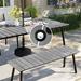 Pellebant Outdoor Rectangle Aluminum Dining Table with Umbrella Hole Grey - 82.3inches