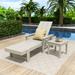 Polytrends Shoreside Modern Poly Eco-Friendly All Weather Reclining Chaise Lounge With Arms Wheels & Side Table (2-Piece Set) Sand