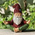 Outdoor Garden gnomes statue EC36 - Gnomes statue in pose for garden decor Yoga gnomes garden statues with solar lights for outdoor decoration Garden sculptures and statues for patio lawn yard