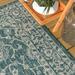 JONATHAN Y JONATHAN Y Palazzo Vine and Border Textured Weave Indoor/Outdoor Area Rug 2 X 10 - Teal/Grey