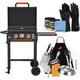 22 inch Blackstone Griddle with Hood and Grill Stand Outdoor Flat Top Grill Propane Portable Gas Grill BBQ Grill with Blackstone Accessories Seasoning and Wholesalehome Gloves & Cloth Included