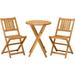 3-Piece Acacia Wood Bistro Set Folding Patio Furniture with 2 Folding Chairs and Round Coffee Table Teak Slatted Finish for Backyard Balcony Deck Natural