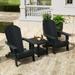 WestinTrends Tuscany 3PC HIPS Outdoor Adirondack Seashell Chair Set With Side Table Black