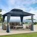 12x12ft Gazebo Double Roof Canopy with Netting and Curtains Outdoor Gazebo 2-Tier Hardtop Galvanized Iron Aluminum Frame Garden Tent for Patio Backyard Deck and Lawns