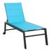 Outdoor Chaise Lounge with Wheels Five Position Recliner for Sunbathing Suntanning Steel Frame Breathable Fabric for Beach Yard Patio Blue