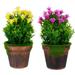 2pcs Artificial Flower Potted Plant Indoor Fake Plant Decor for Centerpiece