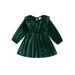 Meihuid Baby Girl Dress Ruffle Long Sleeve Round Neck Toddler Velvet Dress