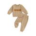 TheFound Infant Toddler Baby Girl Boy Fall Clothes Long Sleeve Embroidery Letter Sweatshirt with Elastic Waist Sweatpants Outfits