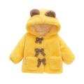 QUYUON Infant Baby Fleece Jacket Winter Warm Fleece Lined Cardigans Toddler Baby Girls Hooded Fuzzy Fleece Jackets with Pockets Outerwear Coat Newborn Long Sleeve Hoodie Jacket Yellow 12-18 Months