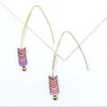 Anthropologie Jewelry | 2/$35 Gold Plated Pink Titanium Chevron Gemstone Drop Earrings | Color: Gold/Pink | Size: Os