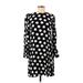 Ann Taylor LOFT Casual Dress - Sheath Crew Neck 3/4 Sleeve: Black Print Dresses - Women's Size Small