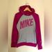 Nike Tops | Nike Therma-Fit Hoodie Swoosh Graphic Pullover Fleece Ribbed Gray Pink Size M | Color: Gray/Pink | Size: M