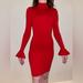 Michael Kors Dresses | Michael Kors Red Mockneck Dress With Bell Sleeves | Color: Red | Size: Xs