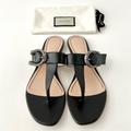 Gucci Shoes | Gucci | Dionysus Silver Buckle Logo Black Leather Thong Sandal Slide Eu 40 Us 10 | Color: Black | Size: 40eu