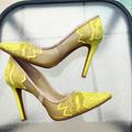 Jessica Simpson Shoes | Jessica Simpson Electric Yellow Floral Lace Pointed Toe Pump | Color: Yellow | Size: 7.5