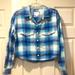 American Eagle Outfitters Tops | American Eagle Blue Plaid Flannel Women’s Crop Shirt! | Color: Blue | Size: M