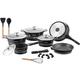 Royalty Professional Kochgeschirr-Set aus Aluminiumguss, Antihaftbeschichtung, Lavastein, Induktions- und Gasdeckel, Glasdeckel, inklusive Werkzeug RL-ES1014M (schwarz)