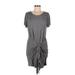 Dolan Casual Dress - Mini Scoop Neck Short sleeves: Gray Print Dresses - Women's Size Medium