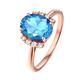 Ayoiow Rose Rose Gold Ring 18K Rose Gold Oval 2.74ct Blue Topaz Ring Diamond Ring Women Rose Gold Promise Ring
