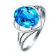 Ayoiow 18K White Gold Ring Women Personalized Hollow Heart Oval 2.97ct Blue Topaz Ring Diamond Ring Women White Gold Promise Ring