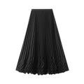 JNWHY Pretty Pencil Skirt For Women Fashion Water Ripple Pleated Skirts High Waist Elastic Midi Long Skirts A Line Swing Waist(60-106Cm) Black