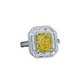 GemKing R2752 925 silver 4 carat rectangular colorful yellow ice flower cut 8 * 10 high carbon diamond versatile ring
