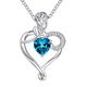 AmorAime 925 Sterling Silver Necklace Heart Birthstone Necklace Rose Jewelry 18k Rose Gold Plated Christmas or Birthday Gifts for Women, Silver, Topaz