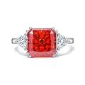 GemKing R0896 White 5 carat high carbon diamond ring square ice flower cut 10 * 10 light luxury ring for women