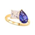 Whoiy 3ct Lab Grown Sapphire Wedding Rings for Women, 18K Yellow Gold Promise Rings for Her with Pear Cut Lab Grown Sapphire Size V 1/2