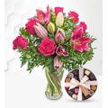 Roses and Lilies & Belgian Chocolate - Fresh Cut Flowers – Anniversary Flowers – Birthday gifts – Birthday Flowers - Fresh Flowers - Next Day Flowers - Chocolate and Flowers