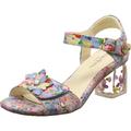 Laura Vita Women's Framboise Sandals in Genuine Leather with Flowers and Transparent Block Heel. Blue, blue, 5 UK