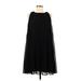 Halston Heritage Casual Dress - A-Line Crew Neck Sleeveless: Black Solid Dresses - Women's Size 6