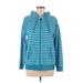 Lands' End Zip Up Hoodie: Blue Print Tops - Women's Size Medium