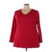 Lane Bryant Long Sleeve T-Shirt: Red Print Tops - Women's Size 22 Plus