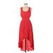 GB Casual Dress - High/Low: Red Solid Dresses - Women's Size Large