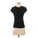 T Tahari Short Sleeve T-Shirt: Black Tops - Women's Size X-Small