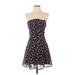 Aeropostale Casual Dress - A-Line Strapless Sleeveless: Black Print Dresses - Women's Size X-Small