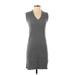 J.Crew Casual Dress - Sweater Dress V-Neck Sleeveless: Gray Print Dresses - Women's Size X-Small