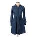 Draper James Casual Dress - Shirtdress: Blue Dresses - Women's Size 0