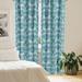 Halfon East Urban Home Leaf Print Curtains Palm Tree Leaves Aqua Pair of 28"x84" Petrol Blue Seafoam Microfiber | 84 H x 28 W in | Wayfair