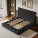 Everly Quinn Rahsheen Queen Tufted Low Profile Storage Platform Bed Upholstered/Velvet/Metal in Brown | 44.5 H x 81.5 W x 116 D in | Wayfair