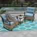 Winston Porter Nyarie 2 - Person Outdoor Seating Group w/ Cushions Synthetic Wicker/All - Weather Wicker/Metal/Wicker/Rattan in Blue | Wayfair