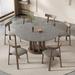 PEPPER CRAB Round Dining Set Wood/Upholstered in Brown/Gray | 29.52 H x 59.05 W x 59.05 D in | Wayfair 04xyc145A7ZN833Y2