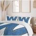 East Urban Home Letter W Duvet Cover Set, Symmetrical Sign W, Calking, Blue Yellow Microfiber in Blue/White | Wayfair