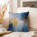 East Urban Home Abstract Blue & Gold Symphony Paint Brush Strokes Modern Transitional Polyester in Blue/Yellow | 18 H x 18 W x 1 D in | Wayfair