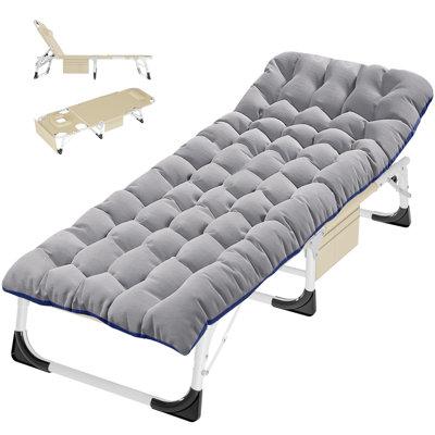 Arlmont & Co. Paavana Outdoor Beach Lounge Chair Folding Chaise Lounge w/ Pad, Face Down Tanning Chaise Lounge in Gray | Wayfair
