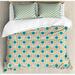 East Urban Home Teal Duvet Cover Set, Oriental Eastern Design, Calking, Mustard Teal & Grey in Blue/Yellow | Wayfair